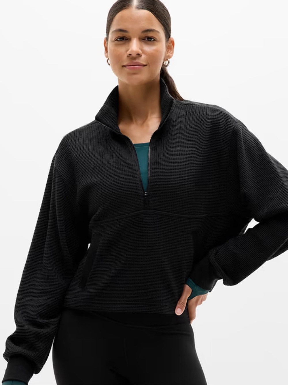 Athleta Tranquil Waffle 1/2 Zip Sweatshirt